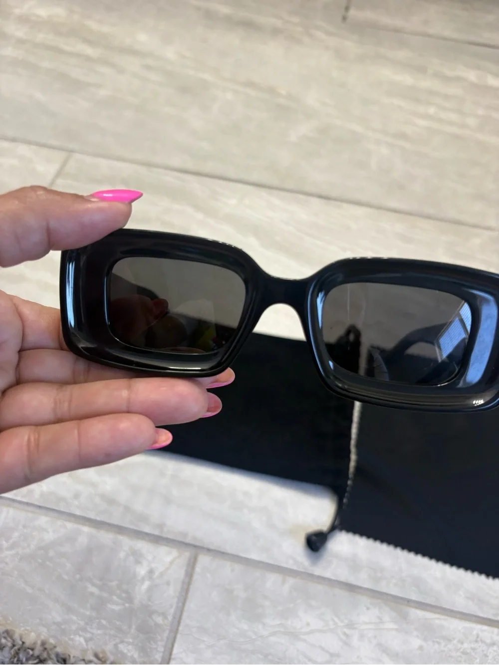 Loewe Black Rectangular Women's Sunglasses